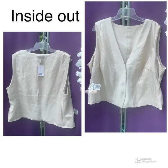 NWT- XXL Curved Satin Cream Vest, ⭐️ designed for curvy body ⭐️ - Picture 8 of 10